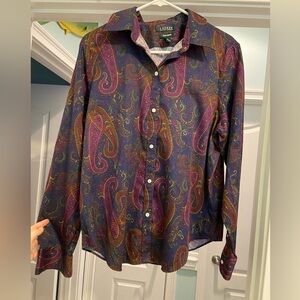 Lauren Ralph Lauren Purple Paisley Non Iron Button Up Shirt